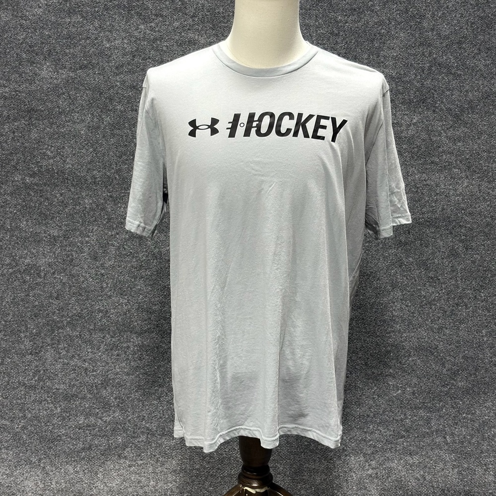Under Armour Shirt Mens XL Gray HeatGear Hockey Graphic T-Shirt Tee Athletic